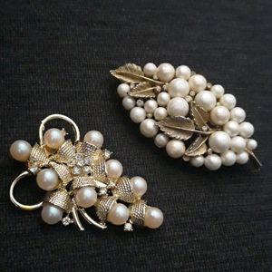 Faux Pearl and Rhinestone Pins